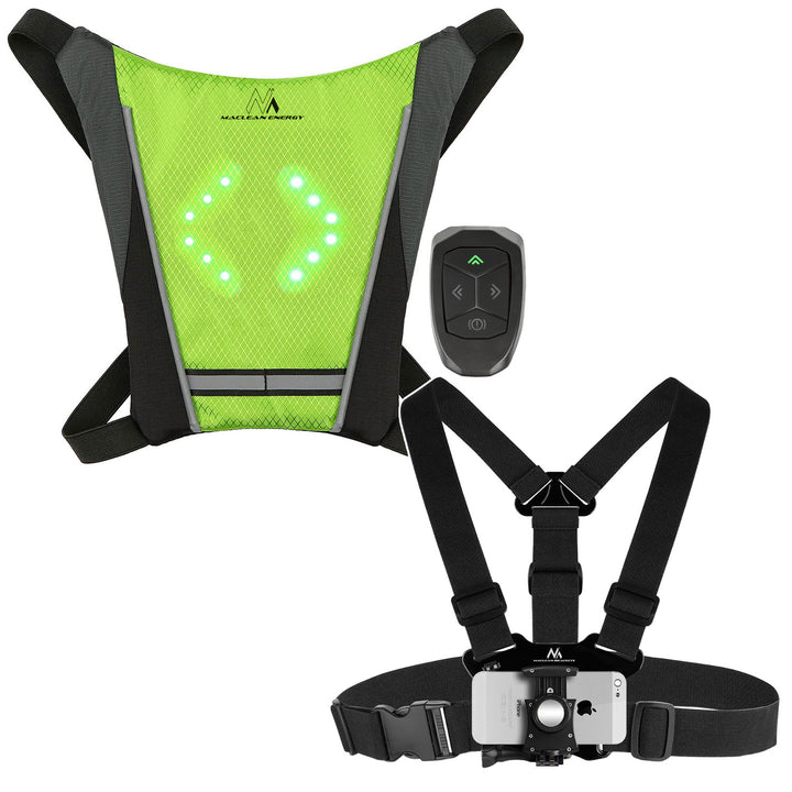 Rucksack mit LED-Signalleuchte, mit Fernbedienung, wasserdicht: Fernbedienung IPx5, Rucksack IPX2 + Sportgurt für das Maclean-Handy