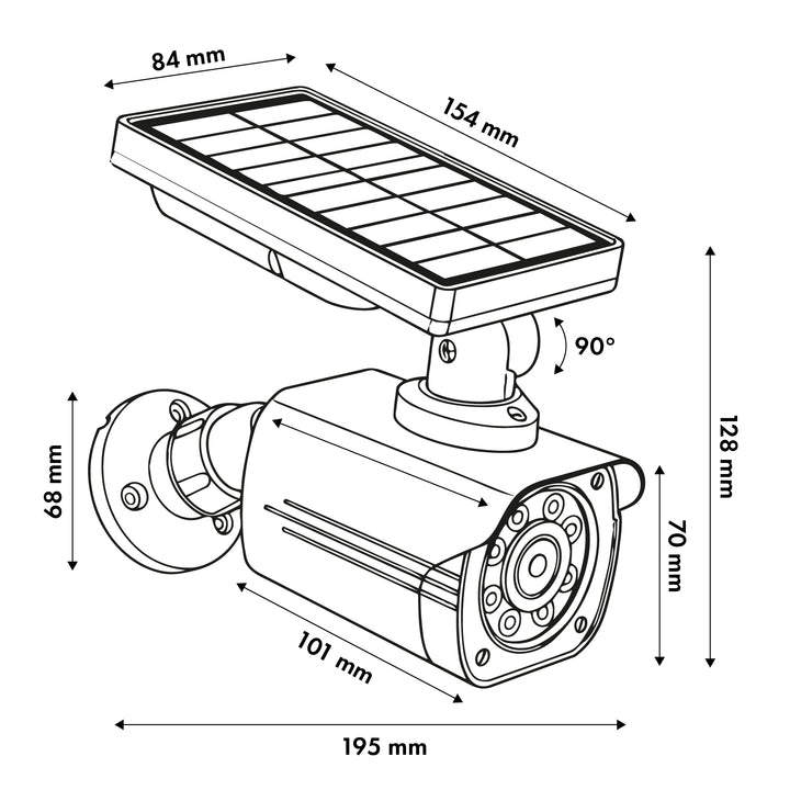 Solarbetriebene Attrappe einer Überwachungskamera, blinkende LED, Bewegungsmelder, LED-Beleuchtung, kostenloser Aufkleber, SOL1800S/B