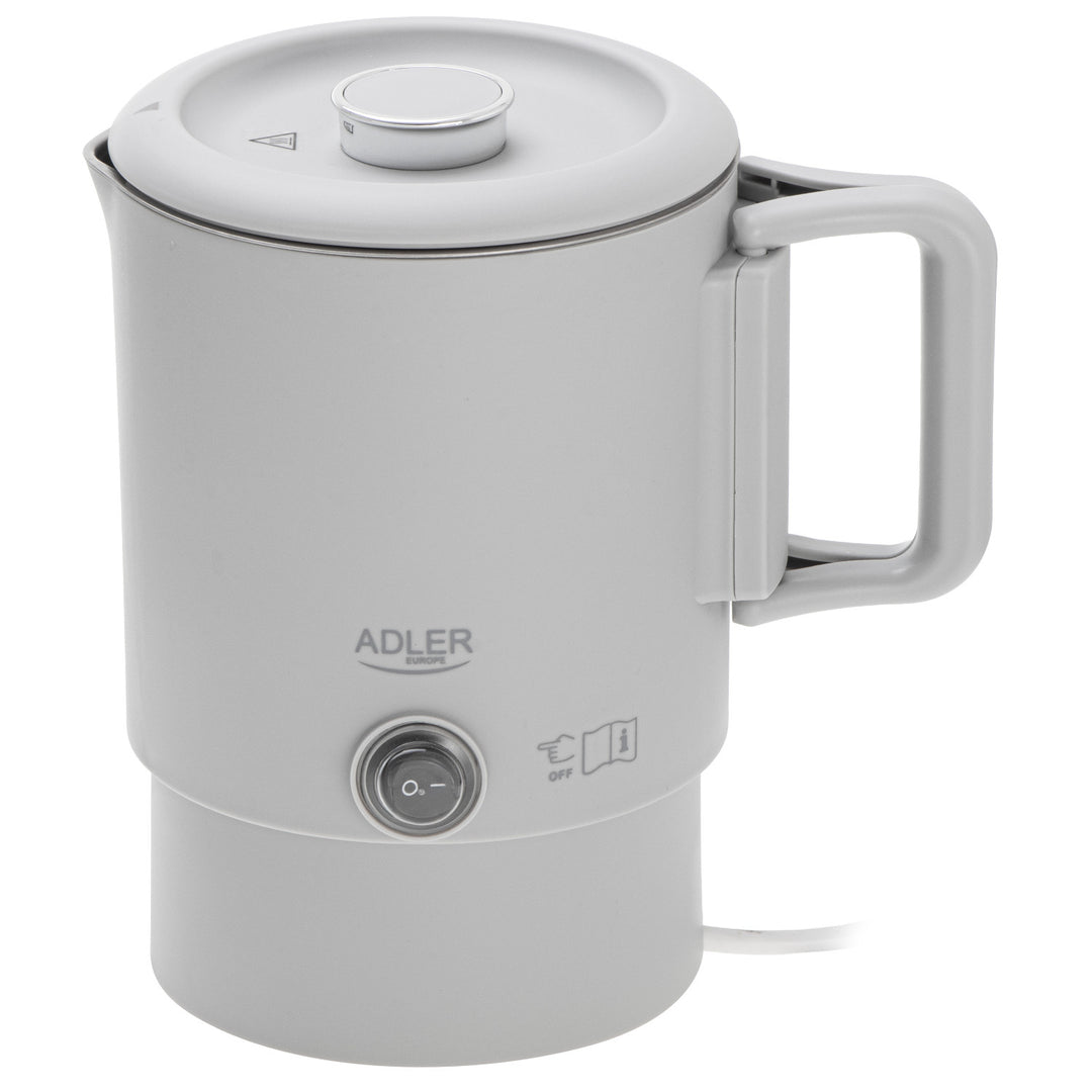 Adler Wasserkocher, Reise-Wasserkocher, doppelwandig, Fassungsvermögen 0,8 l, Leistung max. 650 W, grau, AD 1388
