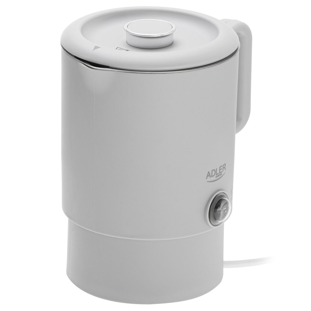 Adler Wasserkocher, Reise-Wasserkocher, doppelwandig, Fassungsvermögen 0,8 l, Leistung max. 650 W, grau, AD 1388