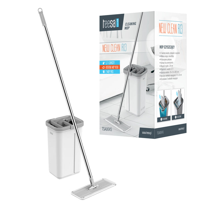 Teesa Flachmopp, Zwei-Kammer-Eimer, Fassungsvermögen 5,7 l, New Clean R13, Teesa