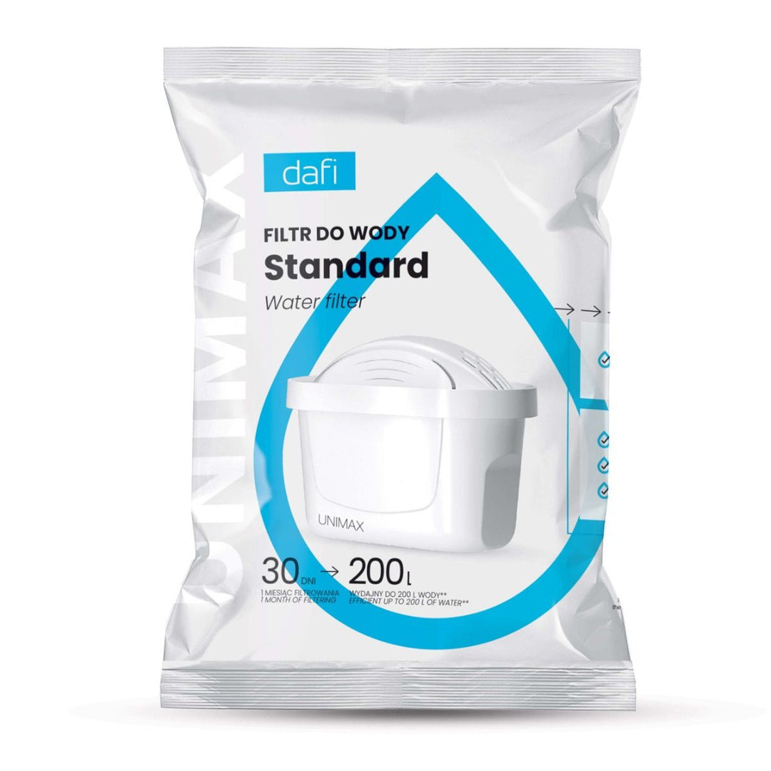 5er-Set Filter für den Dafi-Wasserfilterkanne, Unimax-Filterkartusche, für bis zu 200 l Wasser, reduziert die Wasserhärte, D.WF.DAFI.UM.4+1.P