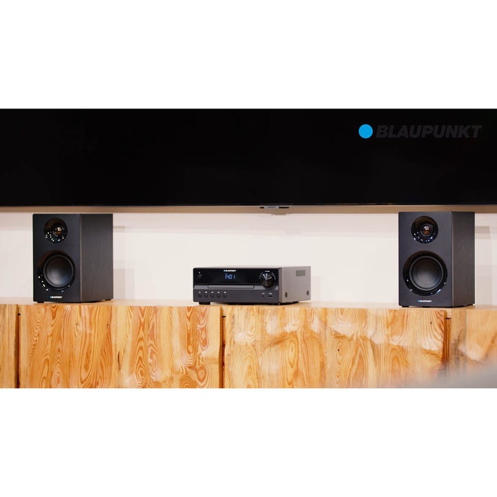 Blaupunkt-Stereoanlage, Leistung 240 W, HDMI/CD/USB/FM/BT/PLL, parametrischer Equalizer, LED-Display, Uhr- und Weckfunktion, Farbe: Schwarz, MS55SUB