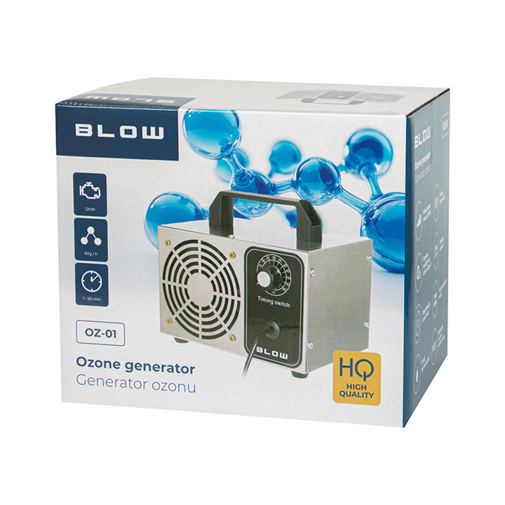 Blow Ozonerzeuger, Leistung 60000 mg/h, Leistung 120 W, geringer Stromverbrauch, langes Kabel, einstellbare Betriebszeit, 4 Ozonisierungsplatten, 67-300#