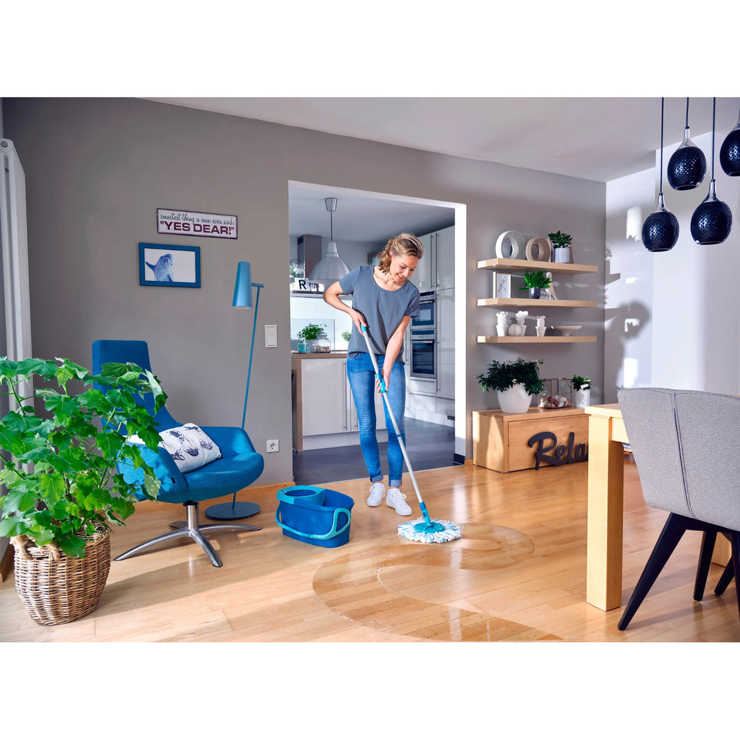 Leifheit Clean Twist Set, Wischmopp und Eimer, verstellbare Stiellänge, Eimerinhalt 6 l, Micro-Duo-Wischaufsatz, 52101