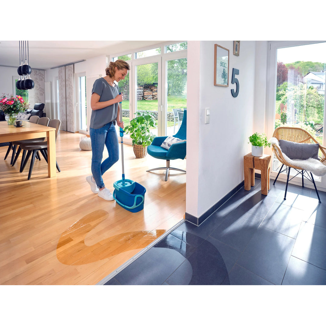Leifheit Clean Twist Set, Wischmopp und Eimer, verstellbare Stiellänge, Eimerinhalt 6 l, Micro-Duo-Wischaufsatz, 52101