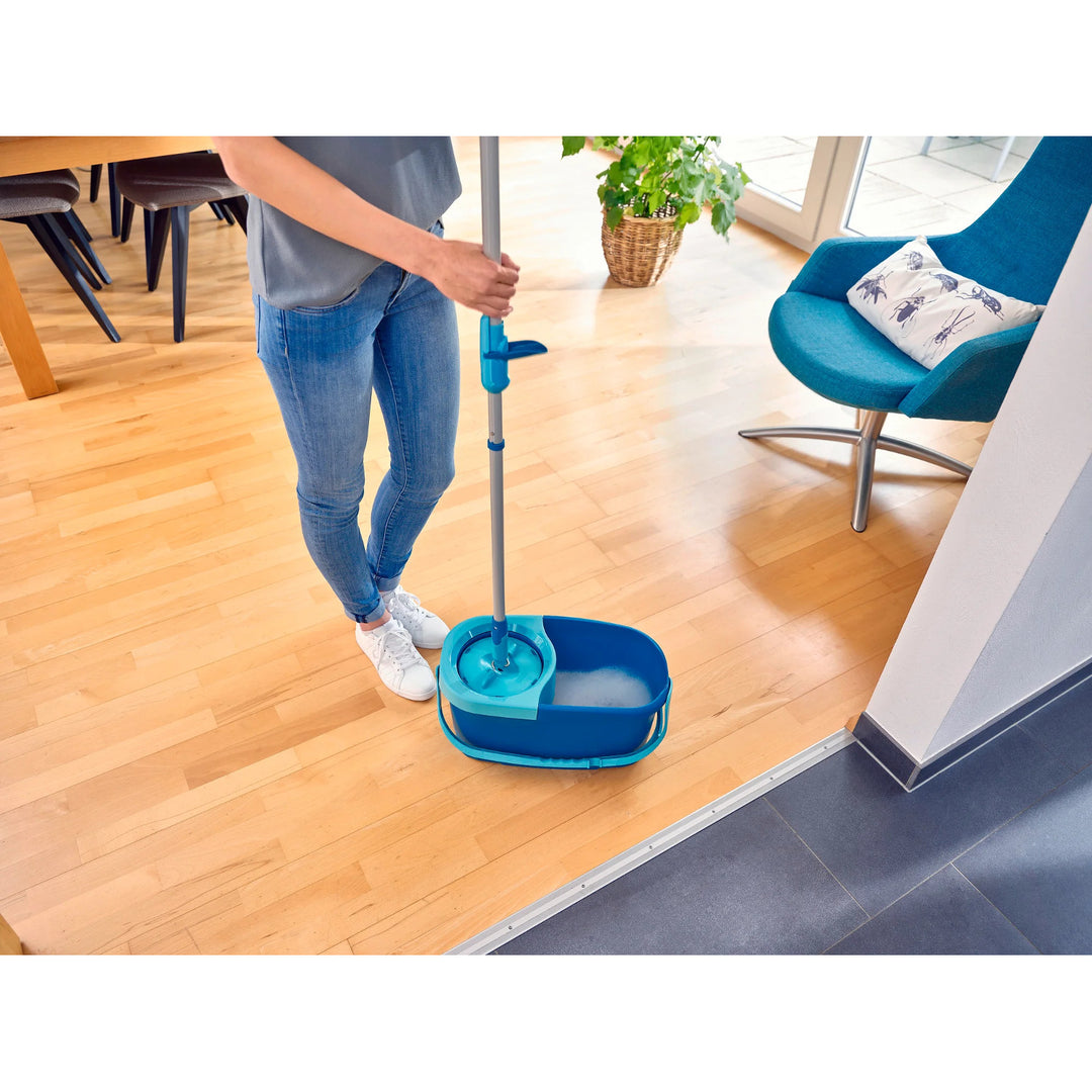 Leifheit Clean Twist Set, Wischmopp und Eimer, verstellbare Stiellänge, Eimerinhalt 6 l, Micro-Duo-Wischaufsatz, 52101