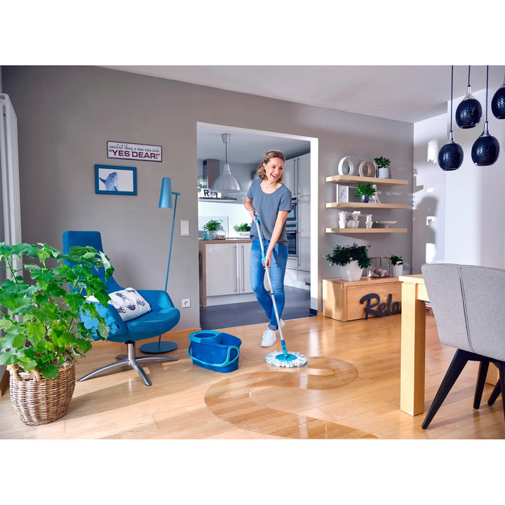 Leifheit Clean Twist Set, Wischmopp und Eimer, verstellbare Stiellänge, Eimerinhalt 6 l, Micro-Duo-Wischaufsatz, 52101