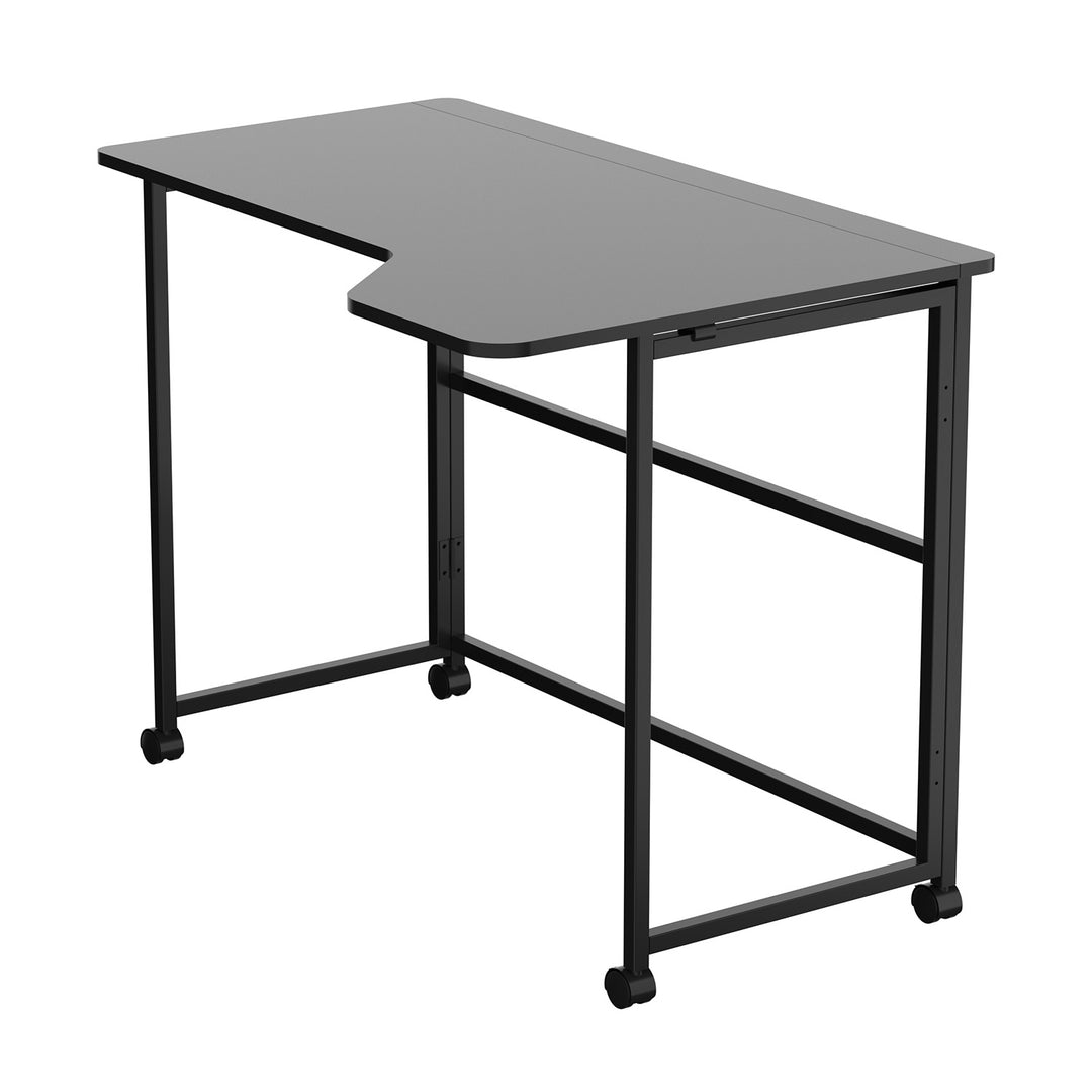 Klappbarer Schreibtisch „Maclean“, schwarz, fahrbar, 100 x 65 cm, max. 50 kg, eckig, L-Form, MC-1250 L/B