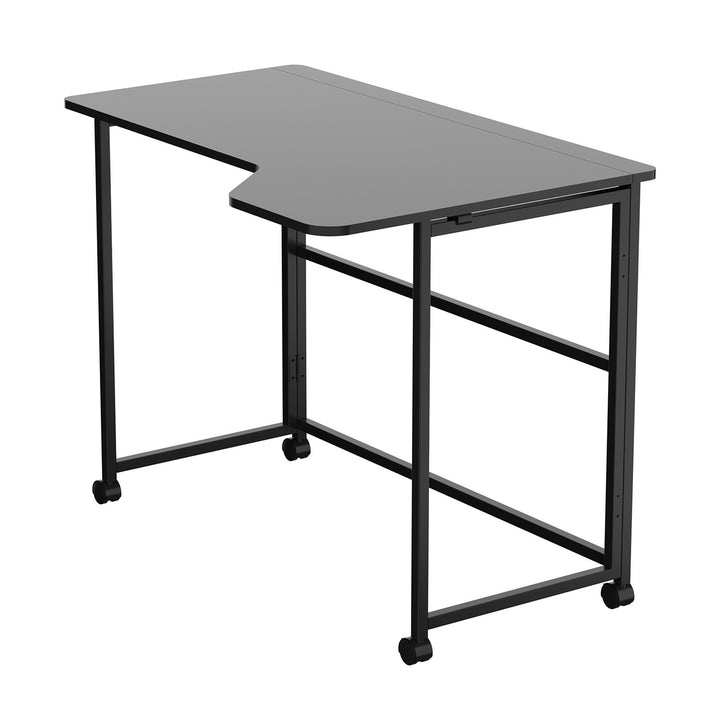 Klappbarer Schreibtisch „Maclean“, schwarz, fahrbar, 100 x 65 cm, max. 50 kg, eckig, L-Form, MC-1250 L/B