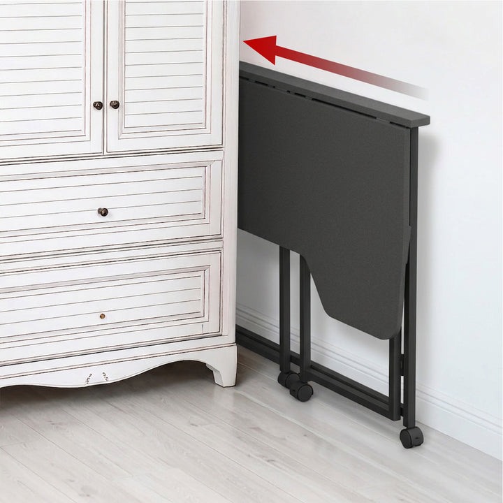 Klappbarer Schreibtisch „Maclean“, schwarz, fahrbar, 100 x 65 cm, max. 50 kg, eckig, L-Form, MC-1250 L/B