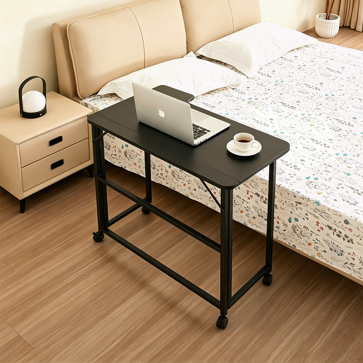 Klappbarer Schreibtisch „Maclean“, schwarz, fahrbar, 100 x 65 cm, max. 50 kg, eckig, L-Form, MC-1250 L/B