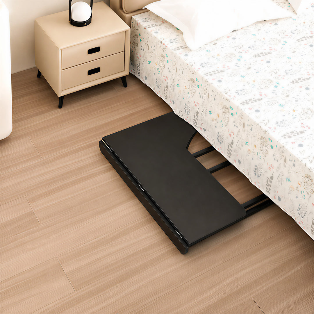 Klappbarer Schreibtisch „Maclean“, schwarz, fahrbar, 100 x 65 cm, max. 50 kg, eckig, L-Form, MC-1250 L/B