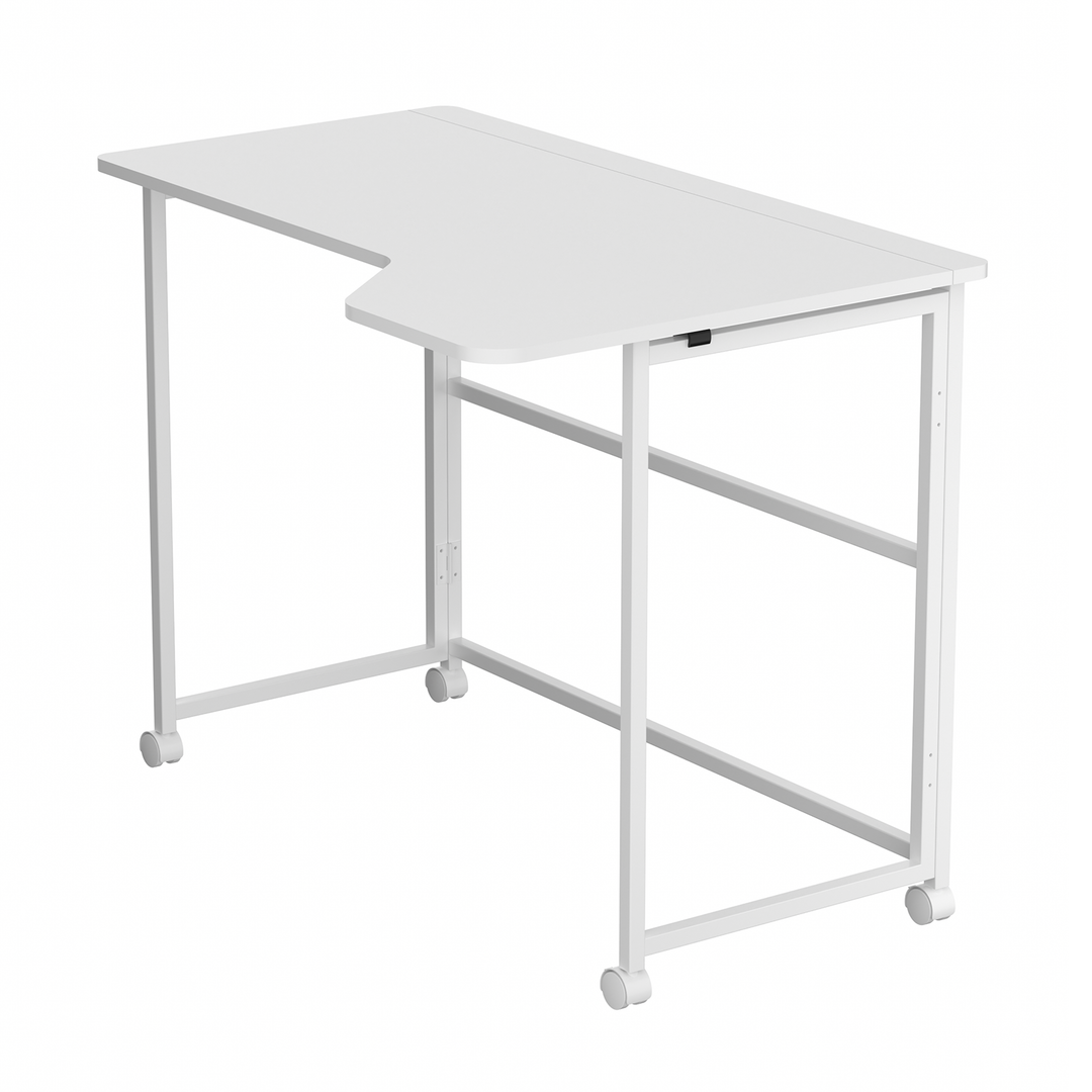 Klappbarer Schreibtisch „Maclean“, weiß, mobil, 100 x 65 cm, max. 50 kg, eckig, L-Form, MC-1250 L/W