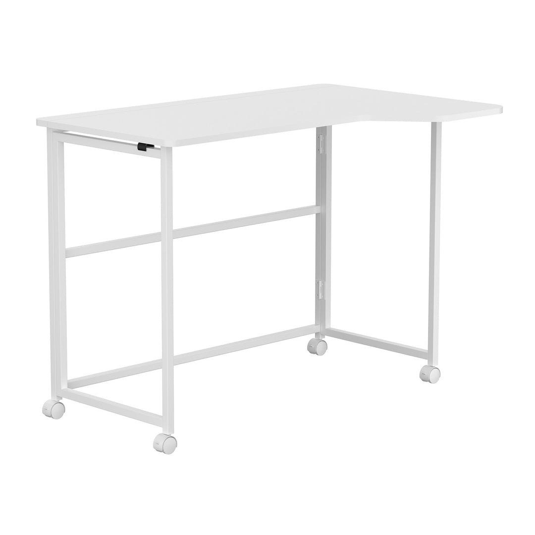 Klappbarer Schreibtisch „Maclean“, weiß, mobil, 100 x 65 cm, max. 50 kg, eckig, L-Form, MC-1250 L/W