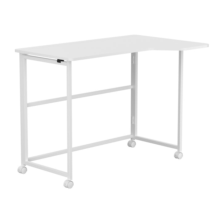 Klappbarer Schreibtisch „Maclean“, weiß, mobil, 100 x 65 cm, max. 50 kg, eckig, L-Form, MC-1250 L/W