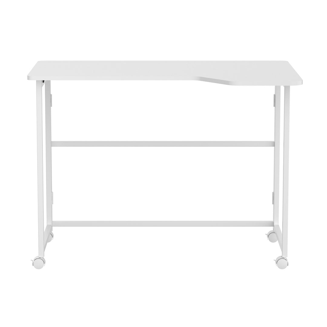 Klappbarer Schreibtisch „Maclean“, weiß, mobil, 100 x 65 cm, max. 50 kg, eckig, L-Form, MC-1250 L/W