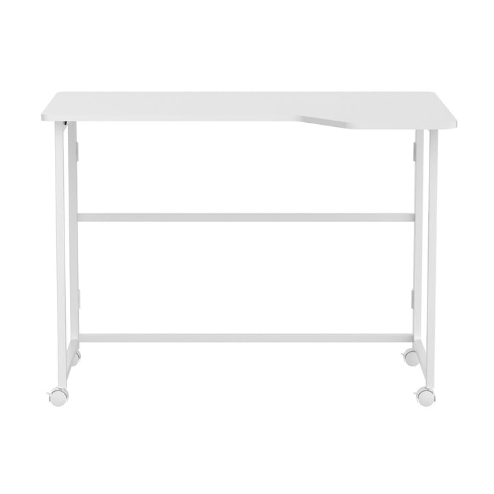 Klappbarer Schreibtisch „Maclean“, weiß, mobil, 100 x 65 cm, max. 50 kg, eckig, L-Form, MC-1250 L/W