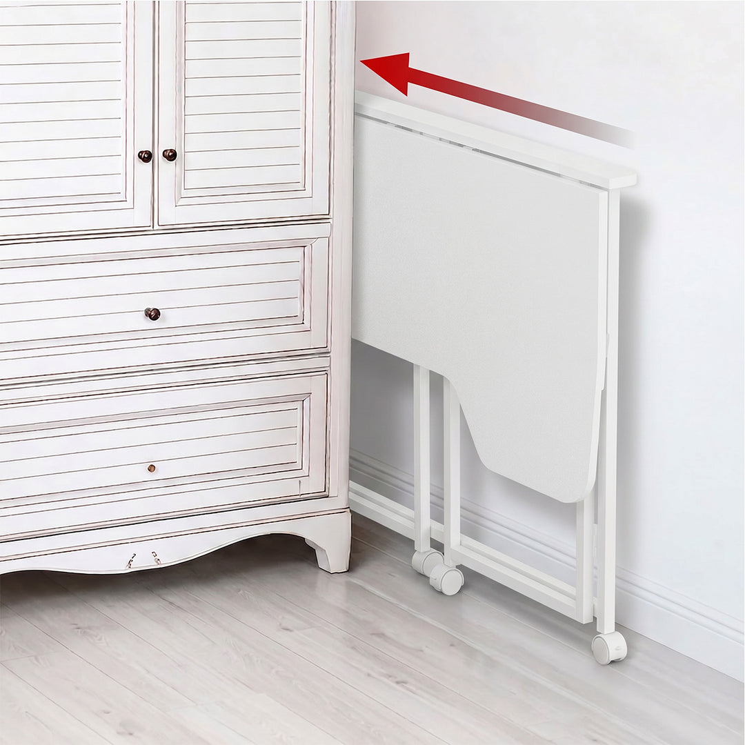 Klappbarer Schreibtisch „Maclean“, weiß, mobil, 100 x 65 cm, max. 50 kg, eckig, L-Form, MC-1250 L/W