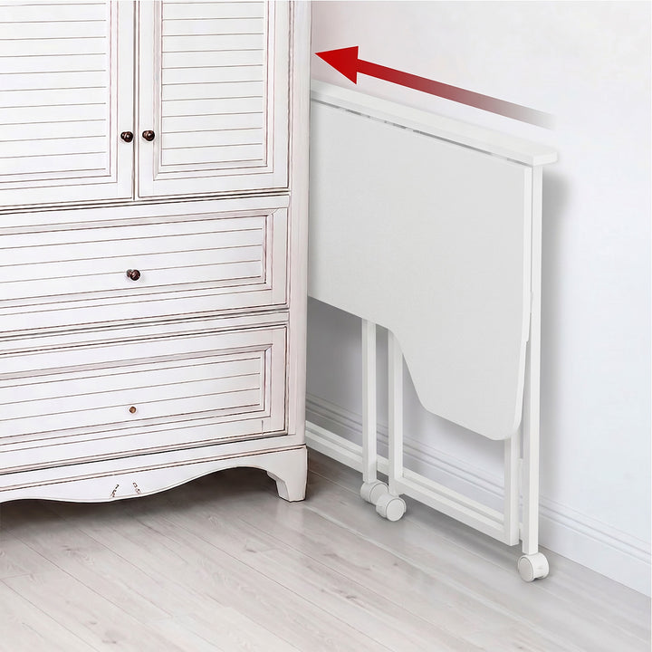 Klappbarer Schreibtisch „Maclean“, weiß, mobil, 100 x 65 cm, max. 50 kg, eckig, L-Form, MC-1250 L/W