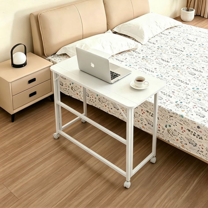 Klappbarer Schreibtisch „Maclean“, weiß, mobil, 100 x 65 cm, max. 50 kg, eckig, L-Form, MC-1250 L/W