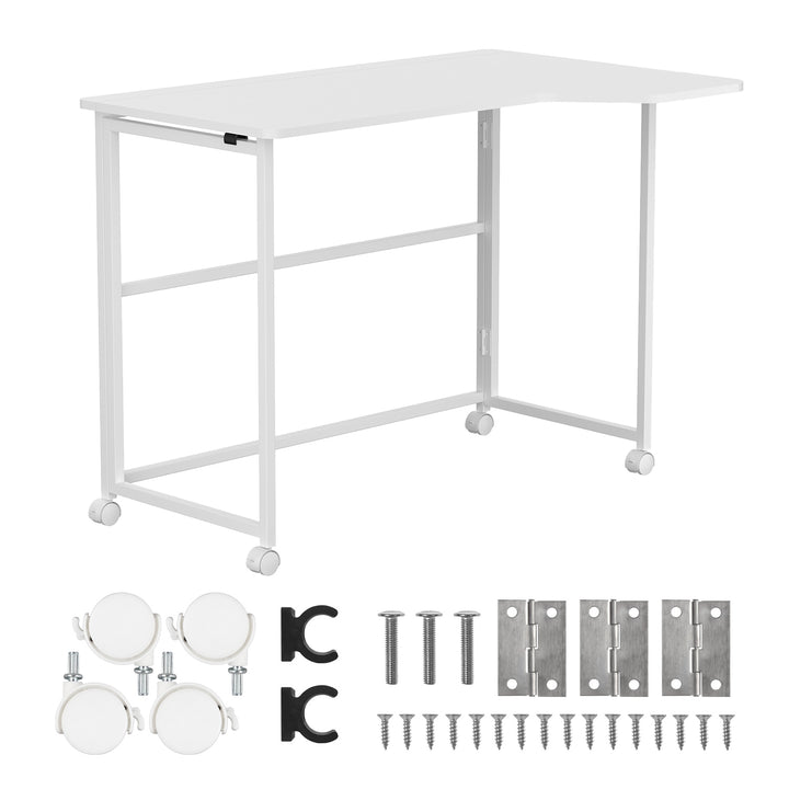 Klappbarer Schreibtisch „Maclean“, weiß, mobil, 100 x 65 cm, max. 50 kg, eckig, L-Form, MC-1250 L/W