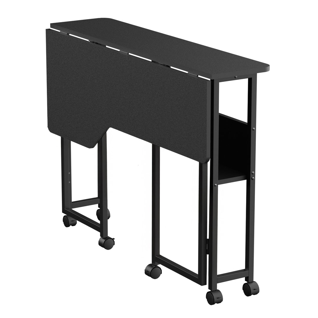 Klappschreibtisch / Beistelltisch Maclean, schwarz, fahrbar, 100 x 73 cm, max. 50 kg, eckig, L-Form, MC-126 L/B