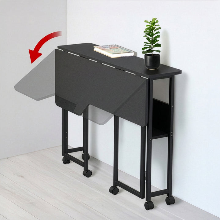 Klappschreibtisch / Beistelltisch Maclean, schwarz, fahrbar, 100 x 73 cm, max. 50 kg, eckig, L-Form, MC-126 L/B