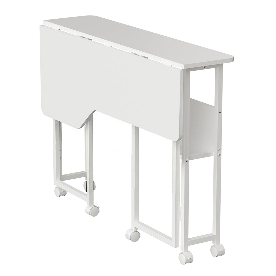 Klappschreibtisch / Beistelltisch Maclean, weiß, mobil, 100 x 73 cm, max. 50 kg, eckig, L-Form, MC-126 L/W