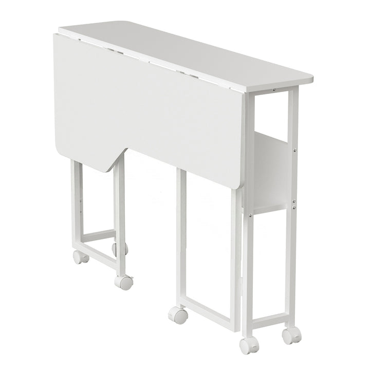 Klappschreibtisch / Beistelltisch Maclean, weiß, mobil, 100 x 73 cm, max. 50 kg, eckig, L-Form, MC-126 L/W