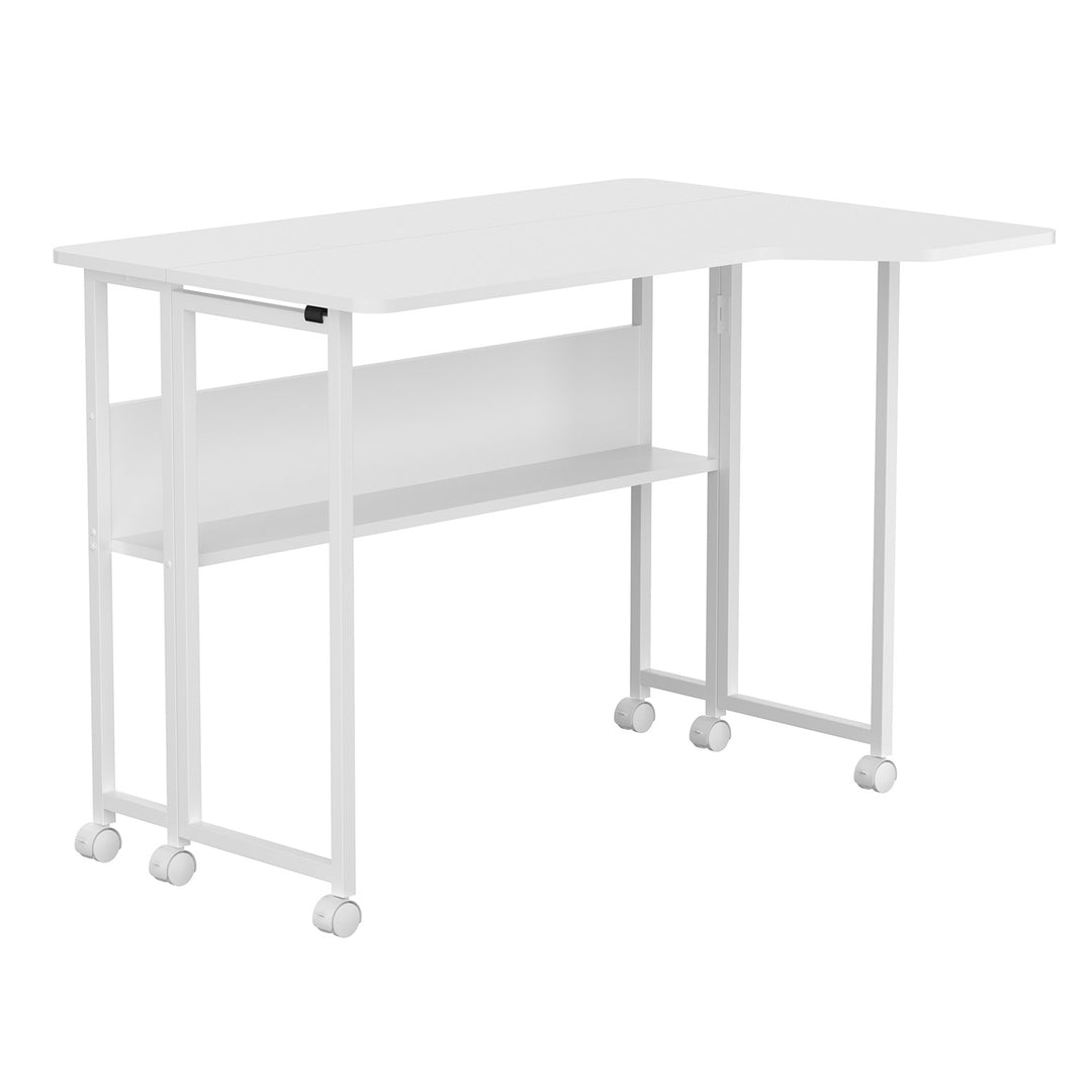 Klappschreibtisch / Beistelltisch Maclean, weiß, mobil, 100 x 73 cm, max. 50 kg, eckig, L-Form, MC-126 L/W