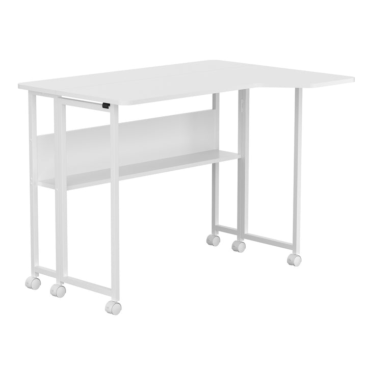 Klappschreibtisch / Beistelltisch Maclean, weiß, mobil, 100 x 73 cm, max. 50 kg, eckig, L-Form, MC-126 L/W