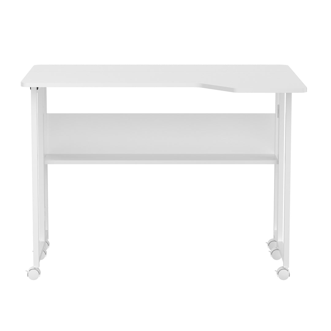 Klappschreibtisch / Beistelltisch Maclean, weiß, mobil, 100 x 73 cm, max. 50 kg, eckig, L-Form, MC-126 L/W