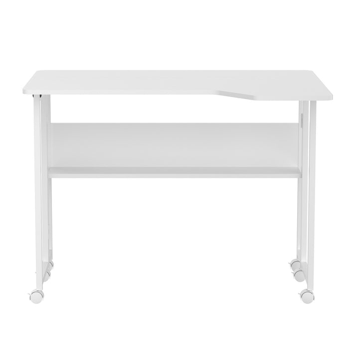 Klappschreibtisch / Beistelltisch Maclean, weiß, mobil, 100 x 73 cm, max. 50 kg, eckig, L-Form, MC-126 L/W
