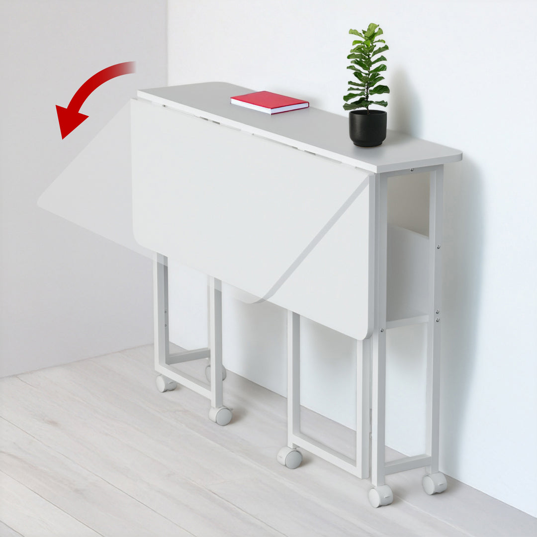 Klappschreibtisch / Beistelltisch Maclean, weiß, mobil, 100 x 73 cm, max. 50 kg, eckig, L-Form, MC-126 L/W