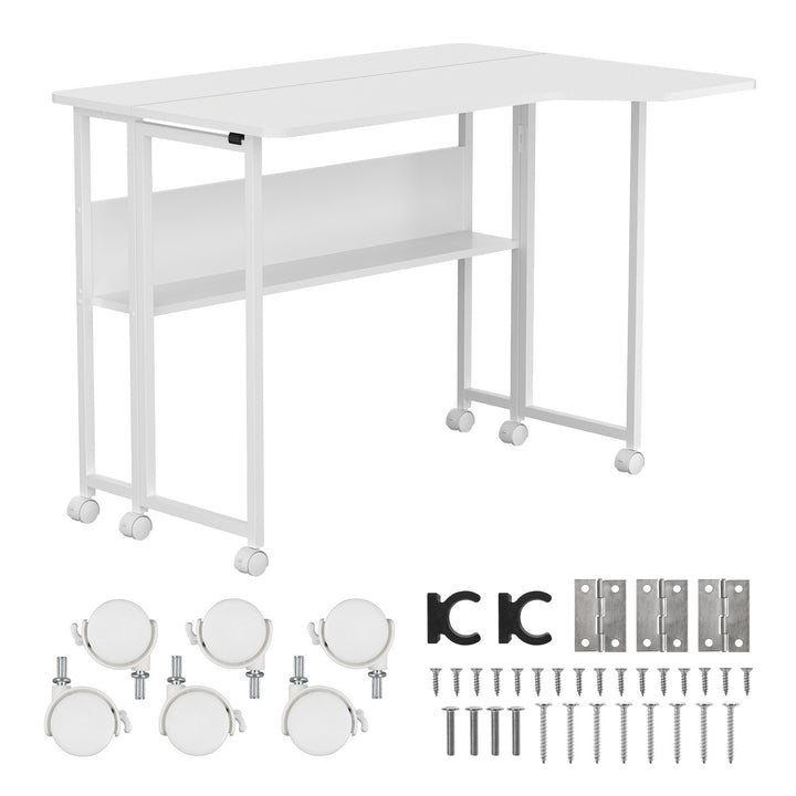 Klappschreibtisch / Beistelltisch Maclean, weiß, mobil, 100 x 73 cm, max. 50 kg, eckig, L-Form, MC-126 L/W