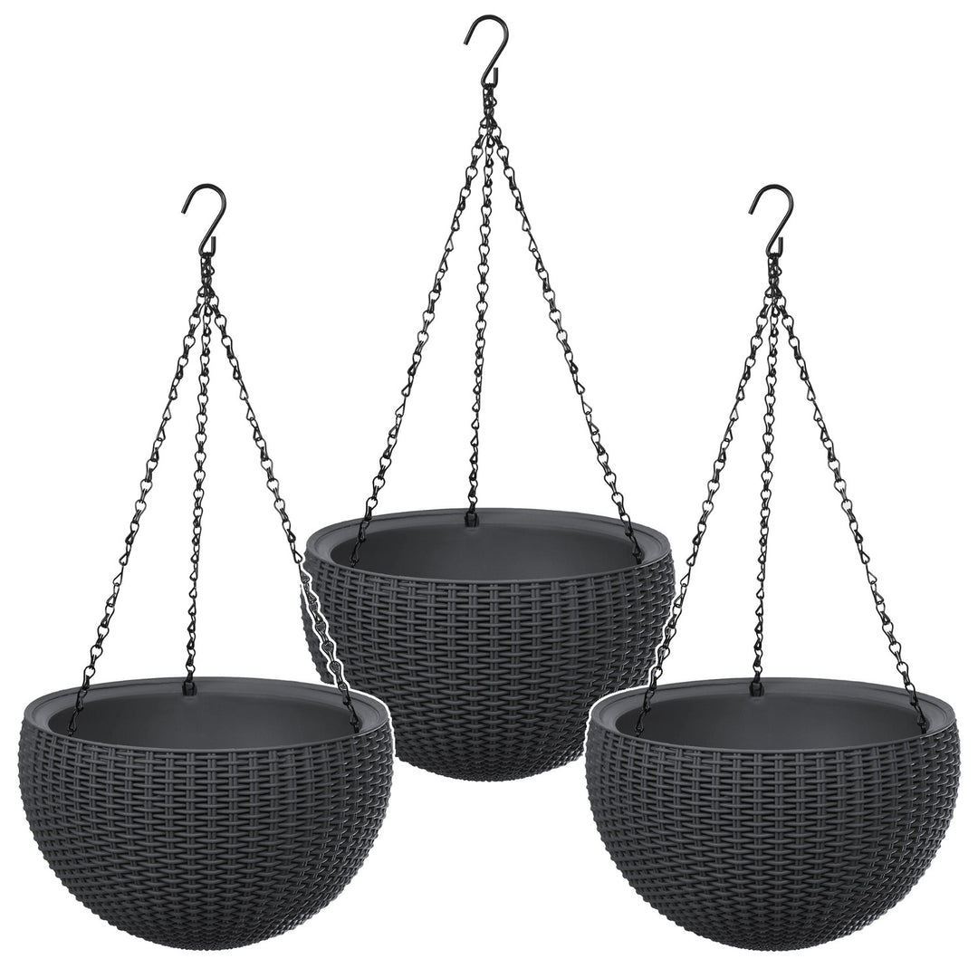 Hängepflanzgefäß Keter Sphere Planter, Farbe Anthrazit, 3 Stück
