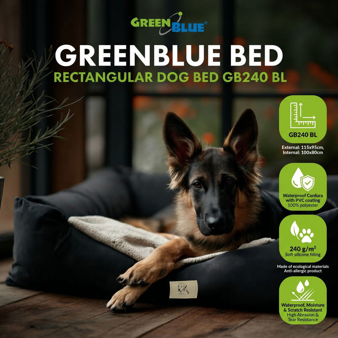 GreenBlue-Hundebett, schwarz, rechteckig, Außenmaße 115 x 95 cm, Innenmaße 100 x 80 cm GB240 BL