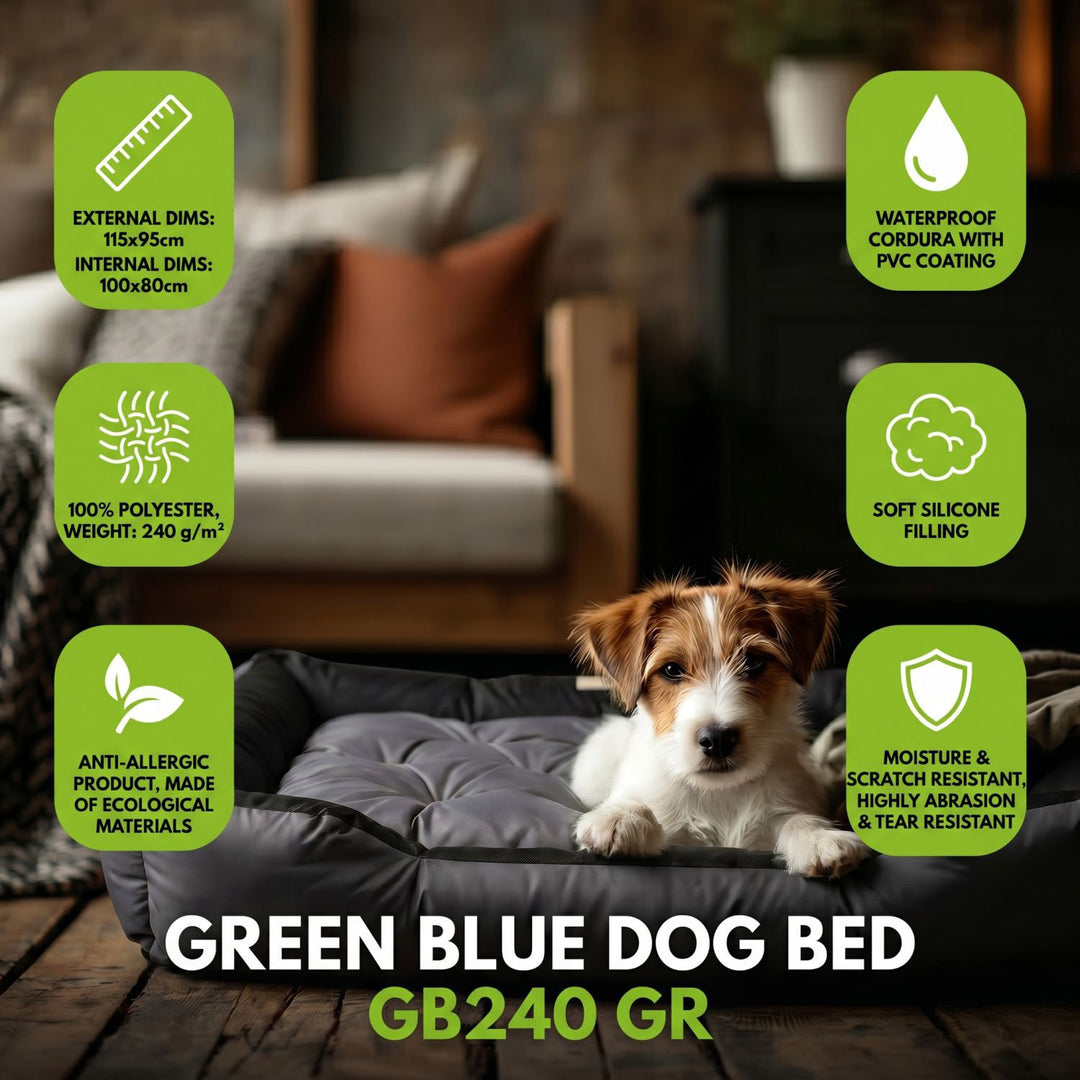GreenBlue-Hundebett, dunkelgrau, rechteckig, Außenmaße 115 x 95 cm, Innenmaße 100 x 80 cm GB240 GR