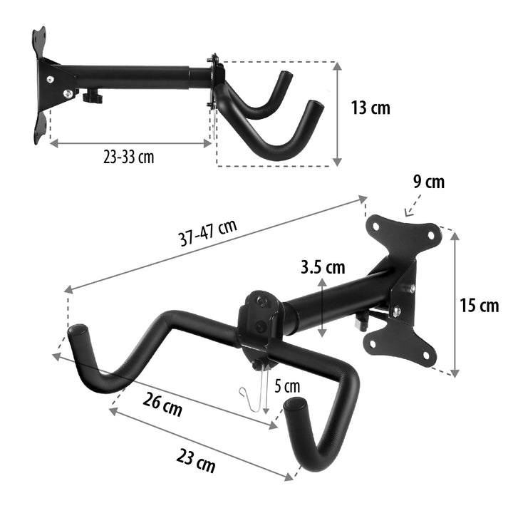 Maclean Fahrrad-Wandhalterung, horizontal, Stahl, max. Belastbarkeit 30 kg, MC-484, 4 Stück