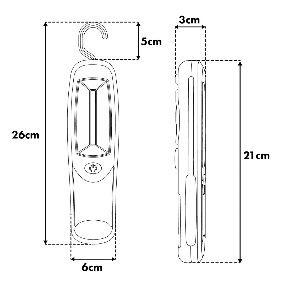 2x Maclean COB-LED-Werkstattlampe, Magnet, Haken, MCE03 + 6x Batterie R-06 R06 AA LR06 1,5 V VARTA Longlife Power