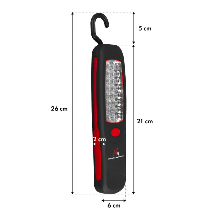 2x Maclean-Werkstattlampe mit 24 LEDs, Magnet, Haken, MCE03 + 6x Batterie R-06 R06 AA LR06 1,5 V VARTA Longlife Power