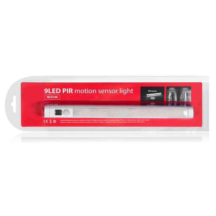 2x Maclean LED-Küchenleuchte, Unterbauleuchte mit 9 SMD-LEDs, batteriebetrieben, PIR-Sensor (Ein/Aus), MCE166 + 6x Batterie R-06 R06 AA LR06 1,5 V VARTA Longlife Power
