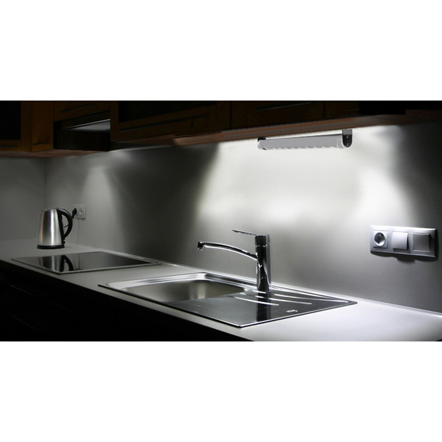 2x Maclean LED-Küchenleuchte, Unterbauleuchte mit 9 SMD-LEDs, batteriebetrieben, PIR-Sensor (Ein/Aus), MCE166 + 6x Batterie R-06 R06 AA LR06 1,5 V VARTA Longlife Power