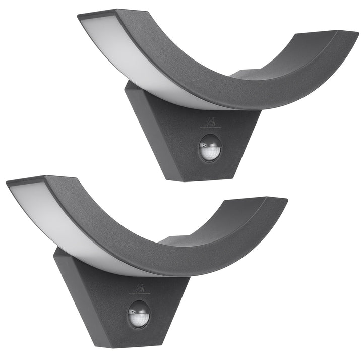 Maclean LED-Leuchte mit Bewegungsmelder, Infrarot-Bewegungsmelder, Farbe: Grau, 10 W, IP54, 800 lm, MCE290 GR, 2 Stück
