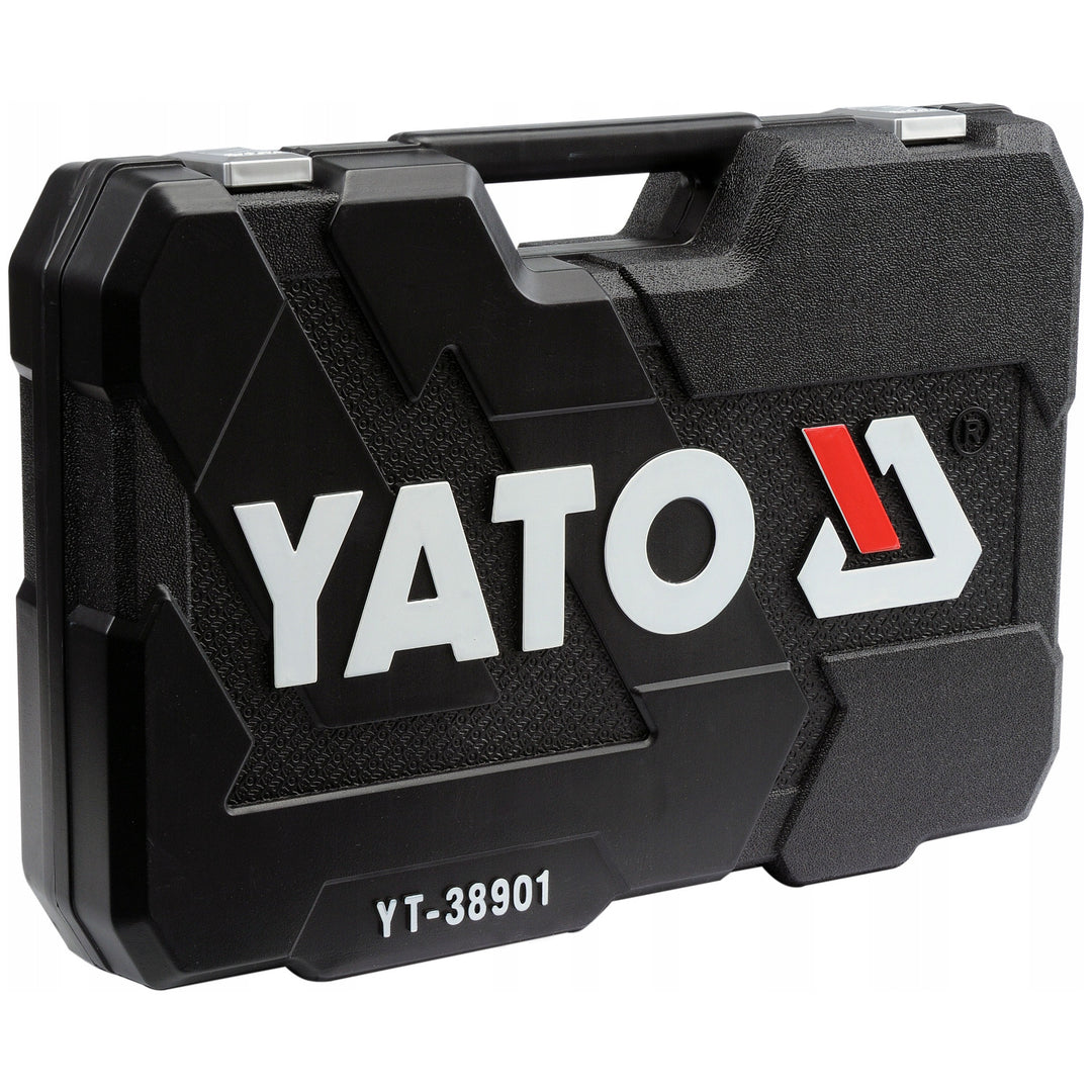 Professioneller Werkzeugsatz von Yato, 122-teilig (Steckschlüssel, Steckschlüsseleinsätze, Schraubendreher, Hammer), Schraubendreher mit magnetischen und gehärteten Spitzen, YT-38901