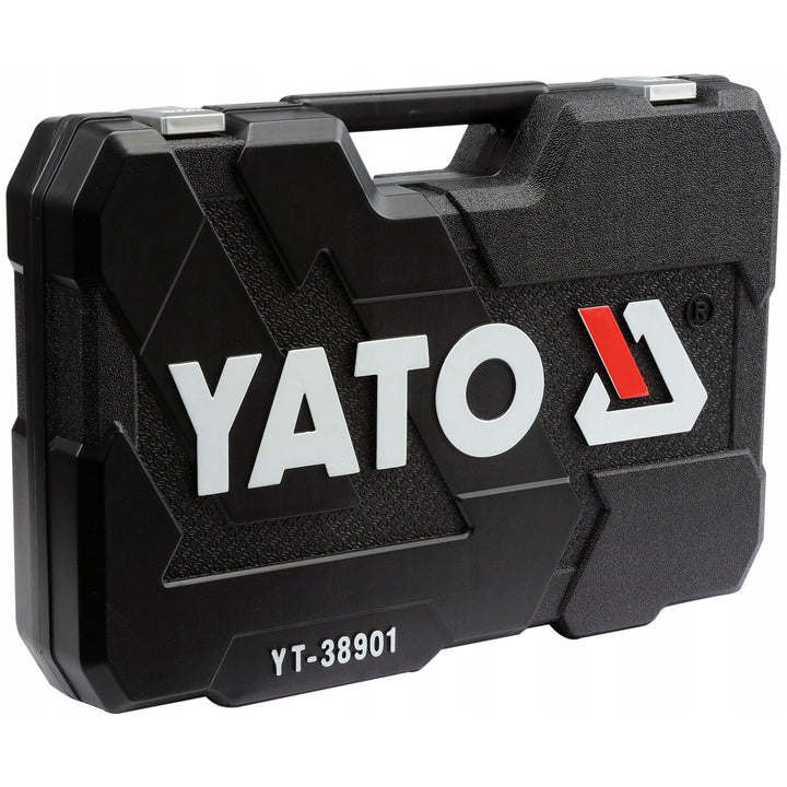 Professioneller Werkzeugsatz von Yato, 122-teilig (Steckschlüssel, Steckschlüsseleinsätze, Schraubendreher, Hammer), Schraubendreher mit magnetischen und gehärteten Spitzen, YT-38901