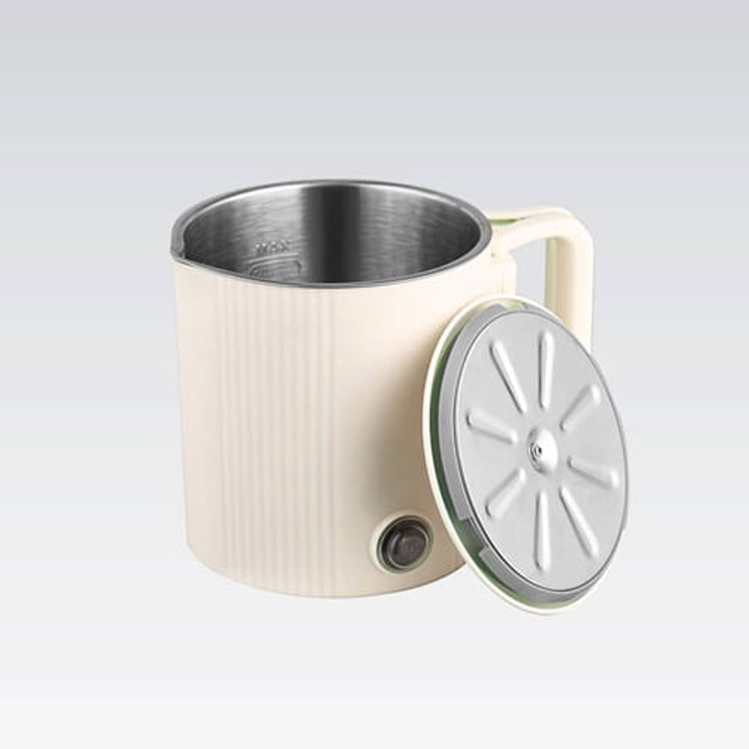 Maestro Wasserkocher / Reisekocher, 2-in-1, Fassungsvermögen 0,8 l, Leistung 600 W, klappbarer Griff, Spannungsumschalter 110 V/230 V, Farbe: Beige, MR-009-BEIGE