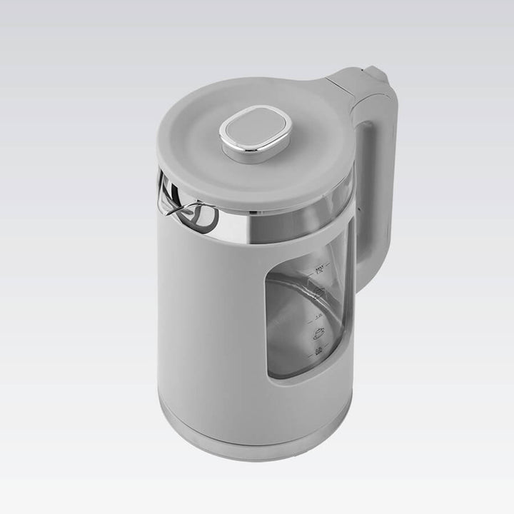 Maestro Glas-Wasserkocher, Fassungsvermögen 1,7 l, Leistung 2200 W, Wasserstandsanzeige, LED-Beleuchtung, drehbarer Sockel, Farbe: Grau, MR-065-GREY