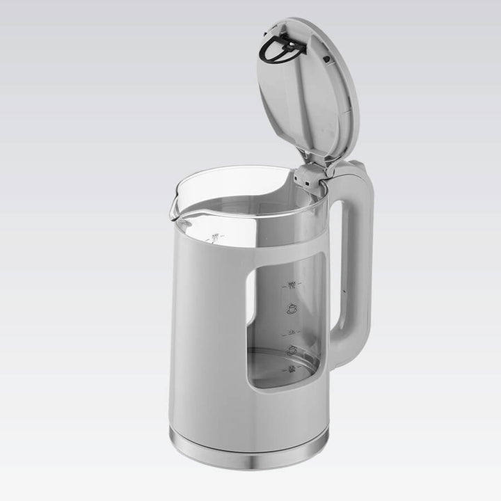 Maestro Glas-Wasserkocher, Fassungsvermögen 1,7 l, Leistung 2200 W, Wasserstandsanzeige, LED-Beleuchtung, drehbarer Sockel, Farbe: Grau, MR-065-GREY